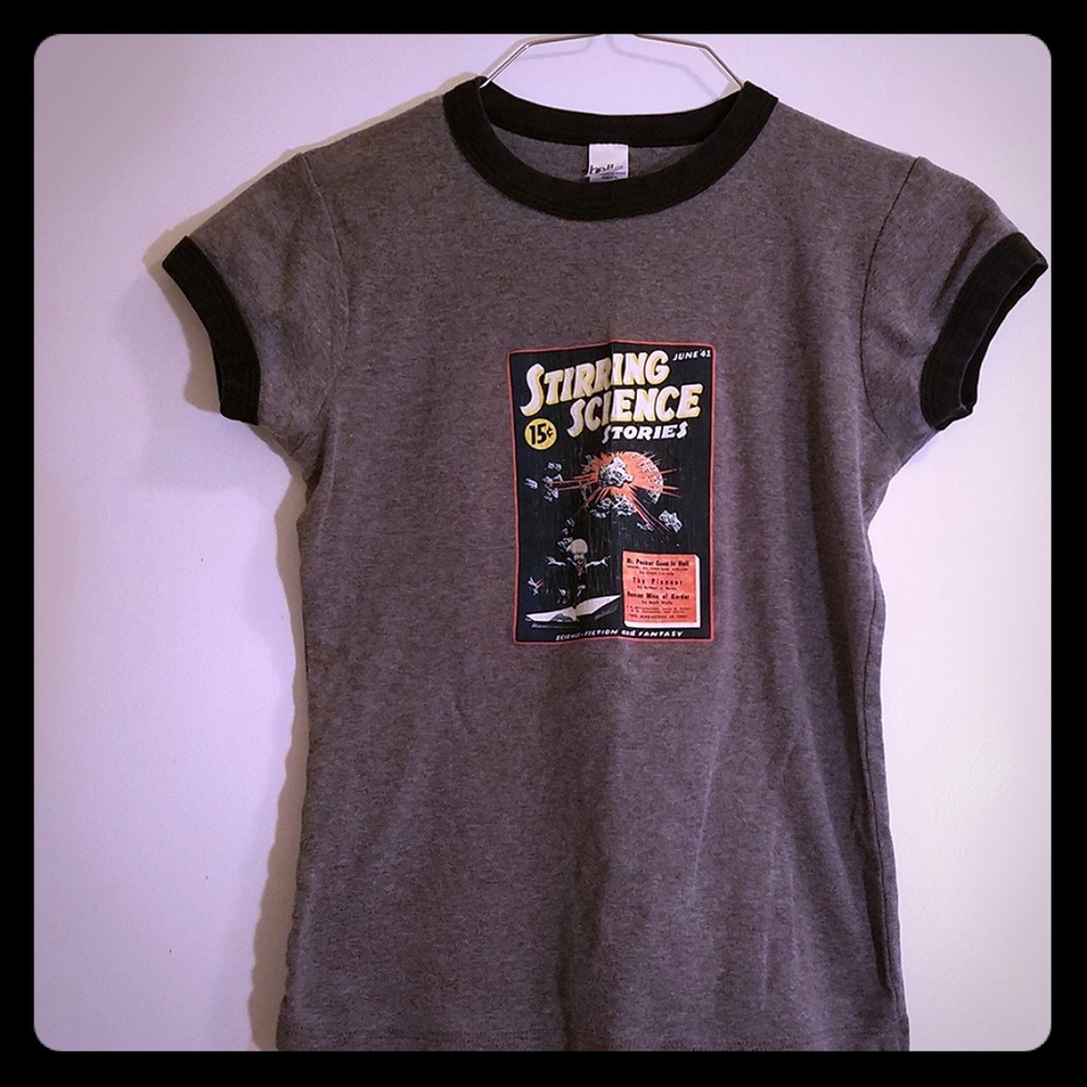 Grey Tee with Retro Screenprint
